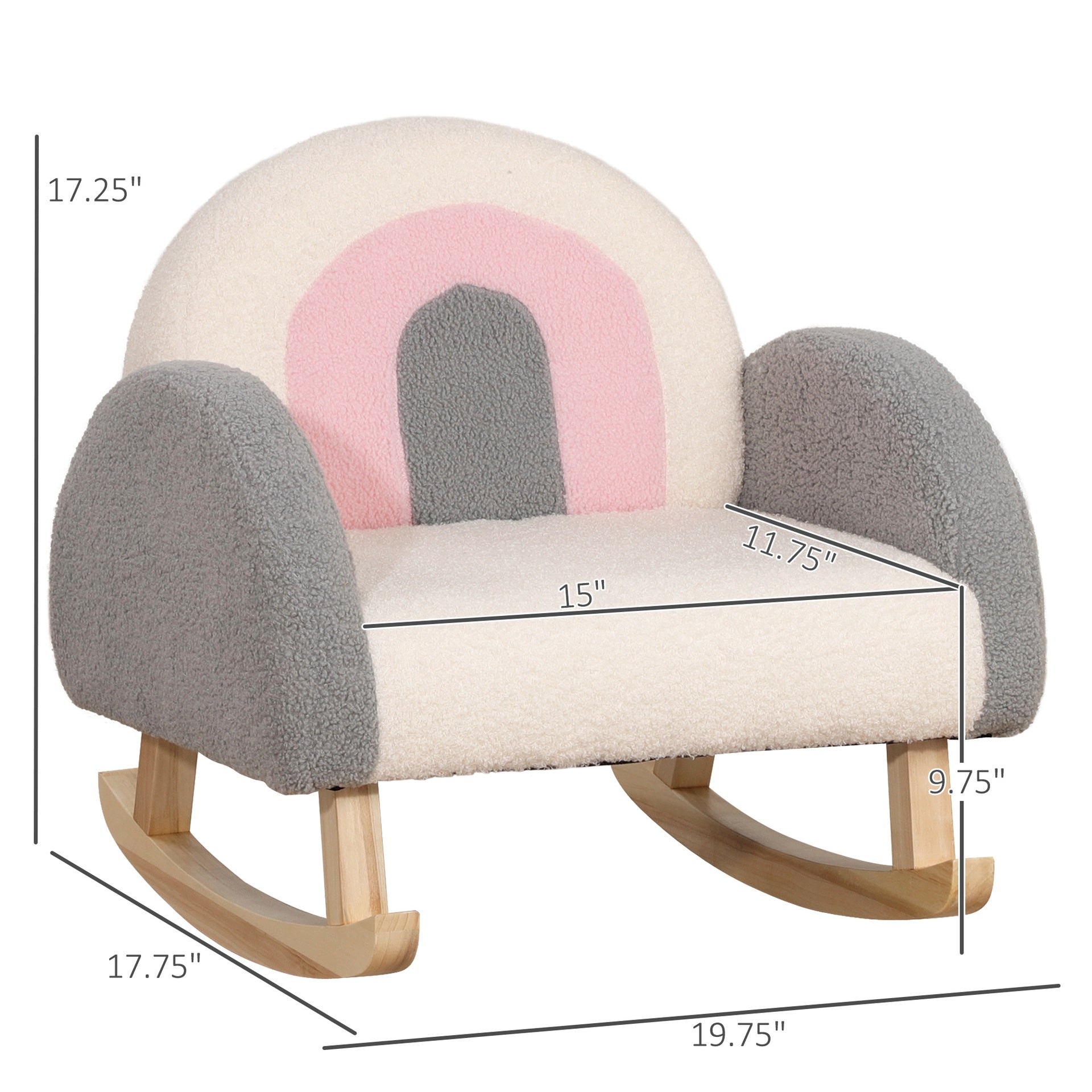 Qaba Kids Sofa, Rocking Toddler Sofa Chair, Gift for 18-36 Months, Gray