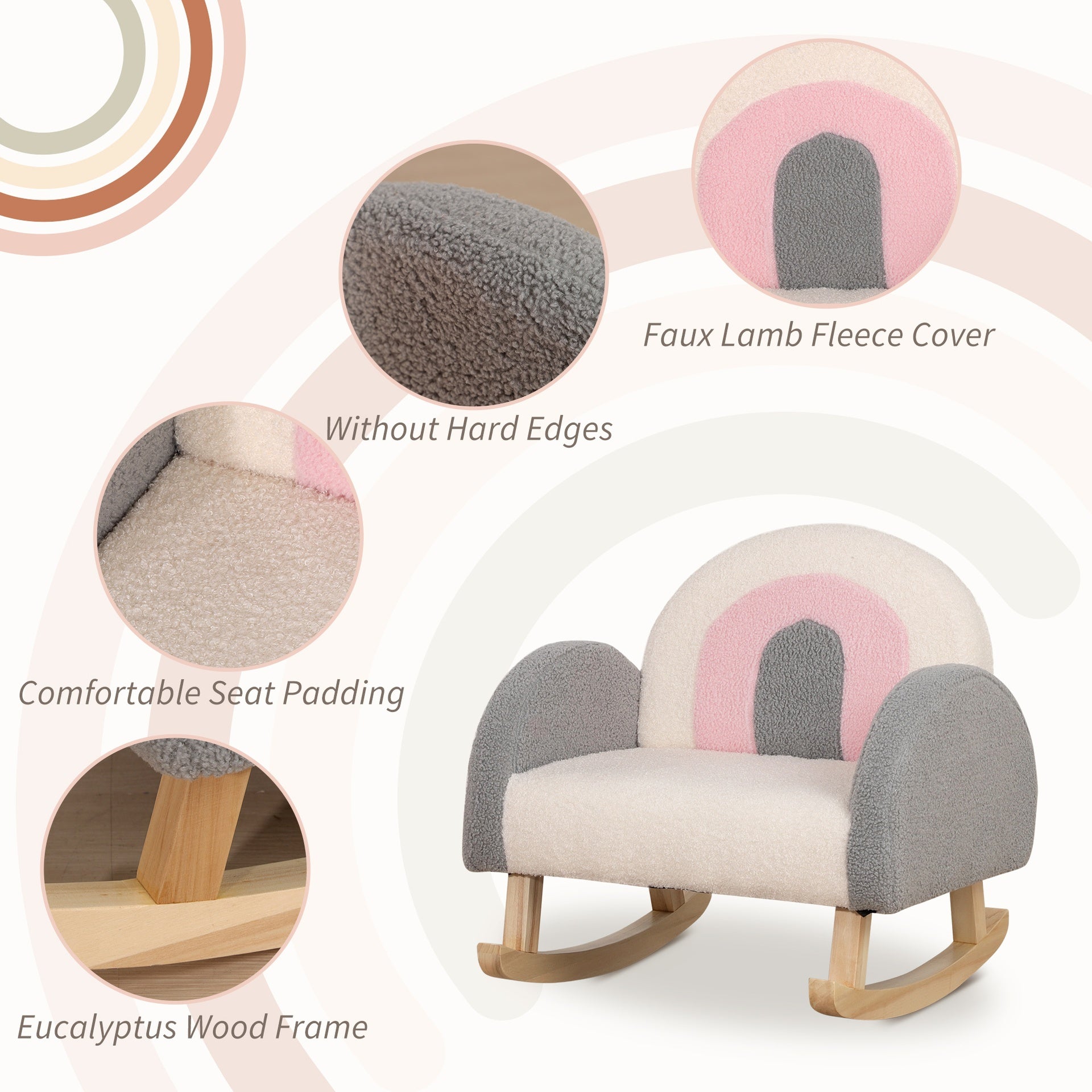 Qaba Kids Sofa, Rocking Toddler Sofa Chair, Gift for 18-36 Months, Gray