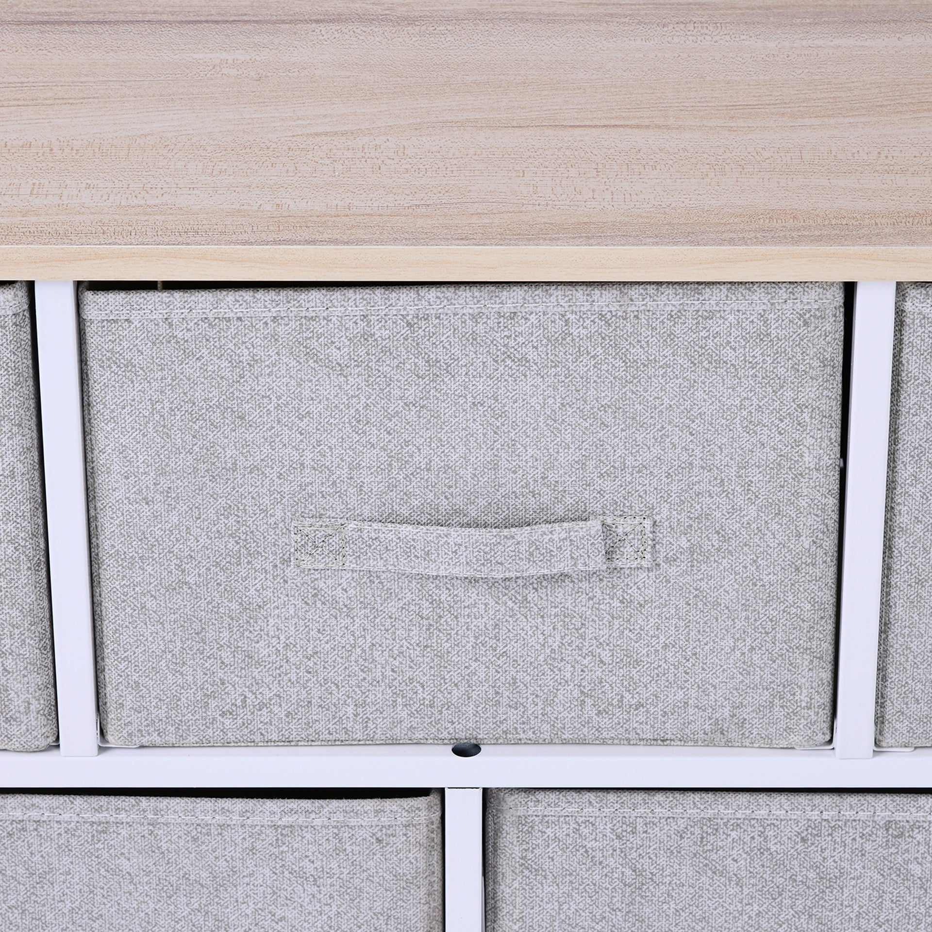 HOMCOM 40" L 5 Drawer Horizontal Storage Cube Dresser Unit Bedroom Organizer Living Room Shelf Tower with Fabric Bins, Light Gray