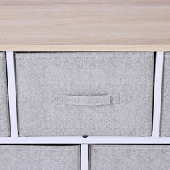 HOMCOM 40" L 5 Drawer Horizontal Storage Cube Dresser Unit Bedroom Organizer Living Room Shelf Tower with Fabric Bins, Light Gray