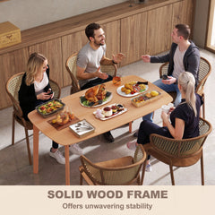 HOMCOM Pine Wood Dining Table for 6, 59" Rustic Rectangular Kitchen Table with Large Tabletop for Dining Room, Natural