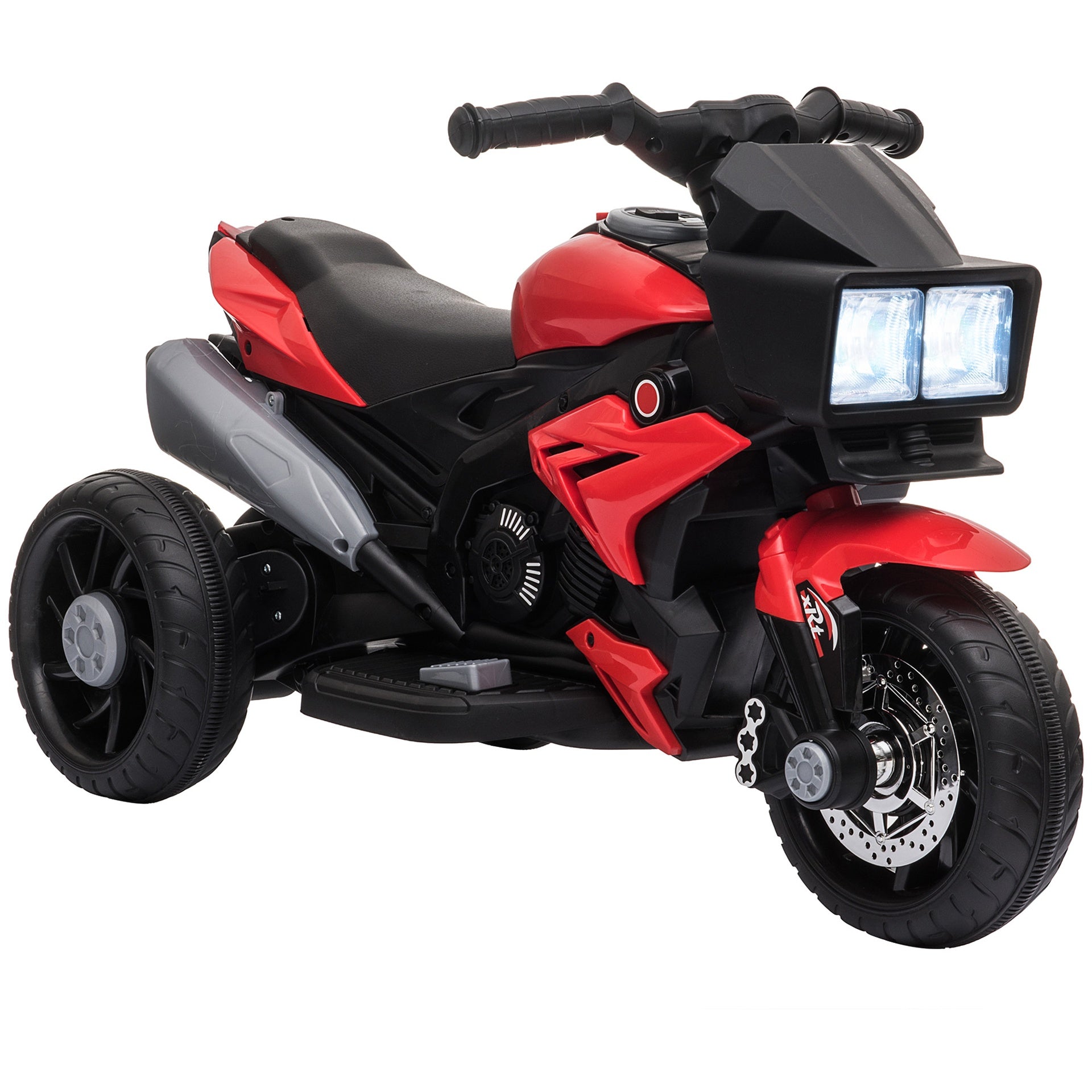 Aosom 6V Kids Motorcycle Toddler Ride-on Toy, High-Traction Battery-Operated Mini Electric Motorbike with Forward/Reverse Switch, Music, Headlights, Horn, Red