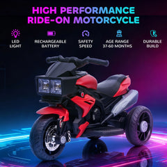 Aosom 6V Kids Motorcycle Toddler Ride-on Toy, High-Traction Battery-Operated Mini Electric Motorbike with Forward/Reverse Switch, Music, Headlights, Horn, Red