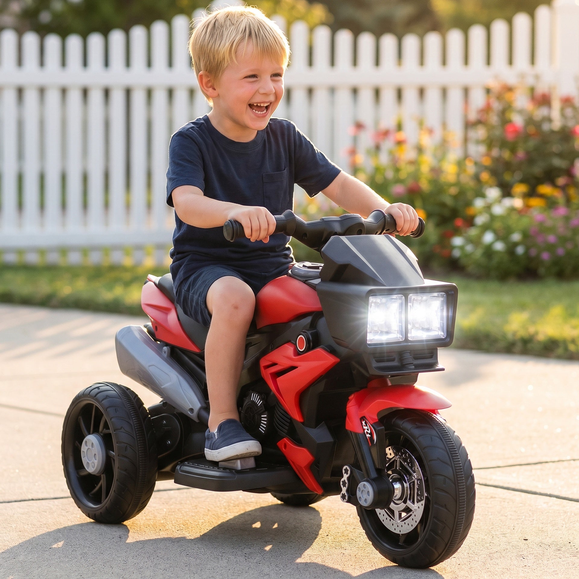 Aosom 6V Kids Motorcycle Toddler Ride-on Toy, High-Traction Battery-Operated Mini Electric Motorbike with Forward/Reverse Switch, Music, Headlights, Horn, Red