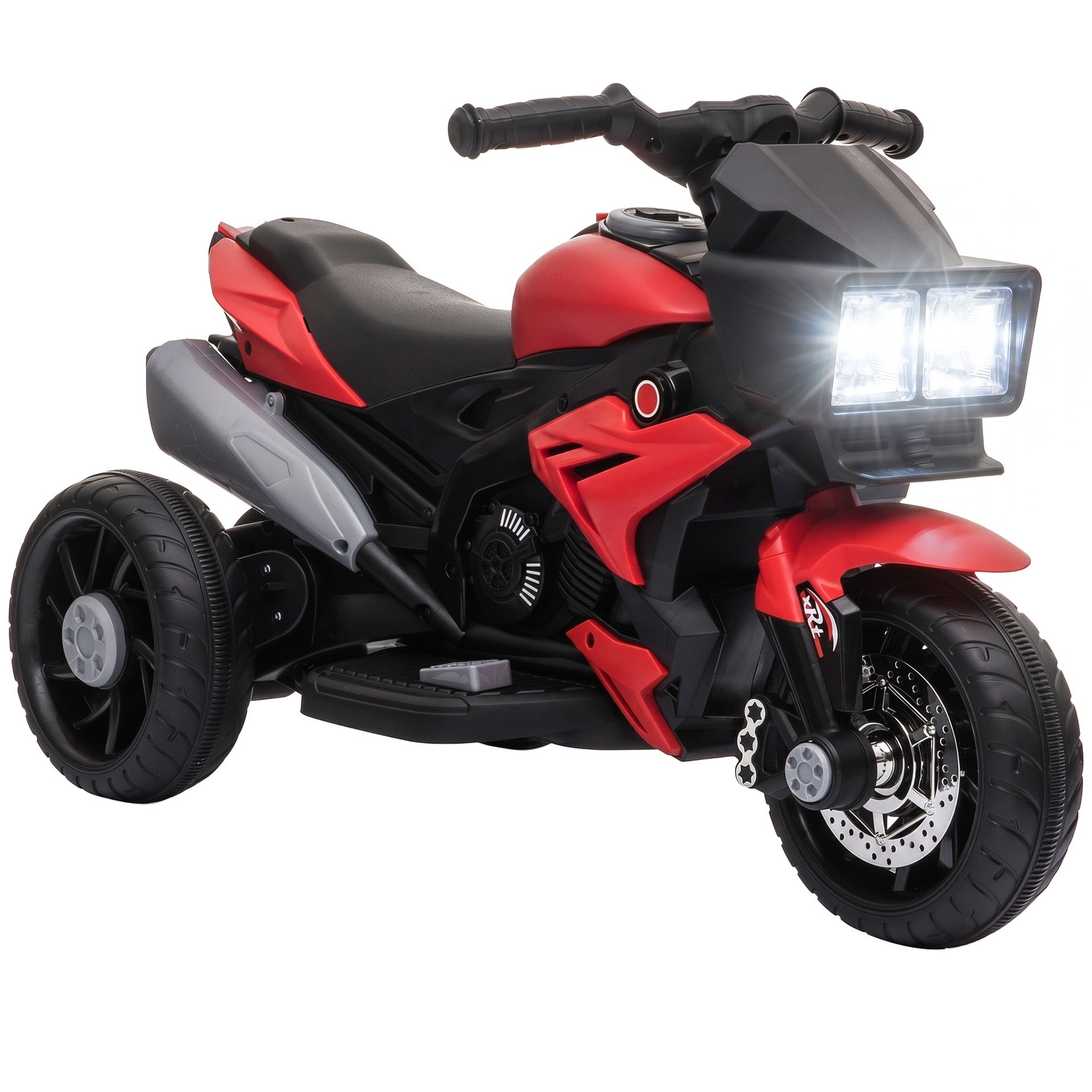 Aosom 6V Kids Motorcycle Toddler Ride-on Toy, High-Traction Battery-Operated Mini Electric Motorbike with Forward/Reverse Switch, Music, Headlights, Horn, Red