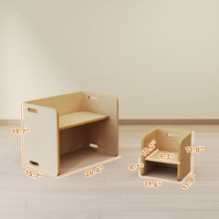 Qaba Kids Table and Chair Set, Height Adjustable Toddler Table and Chair Set for Kids Ages 3-8, Play, Learning, Natural