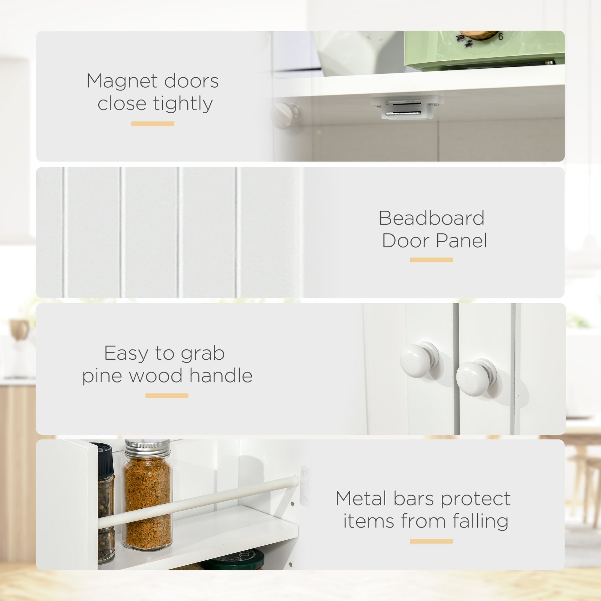 HOMCOM 41" Modern Kitchen Pantry Freestanding Storage Cabinet with Double Doors Adjustable Shelves for Living Room - White
