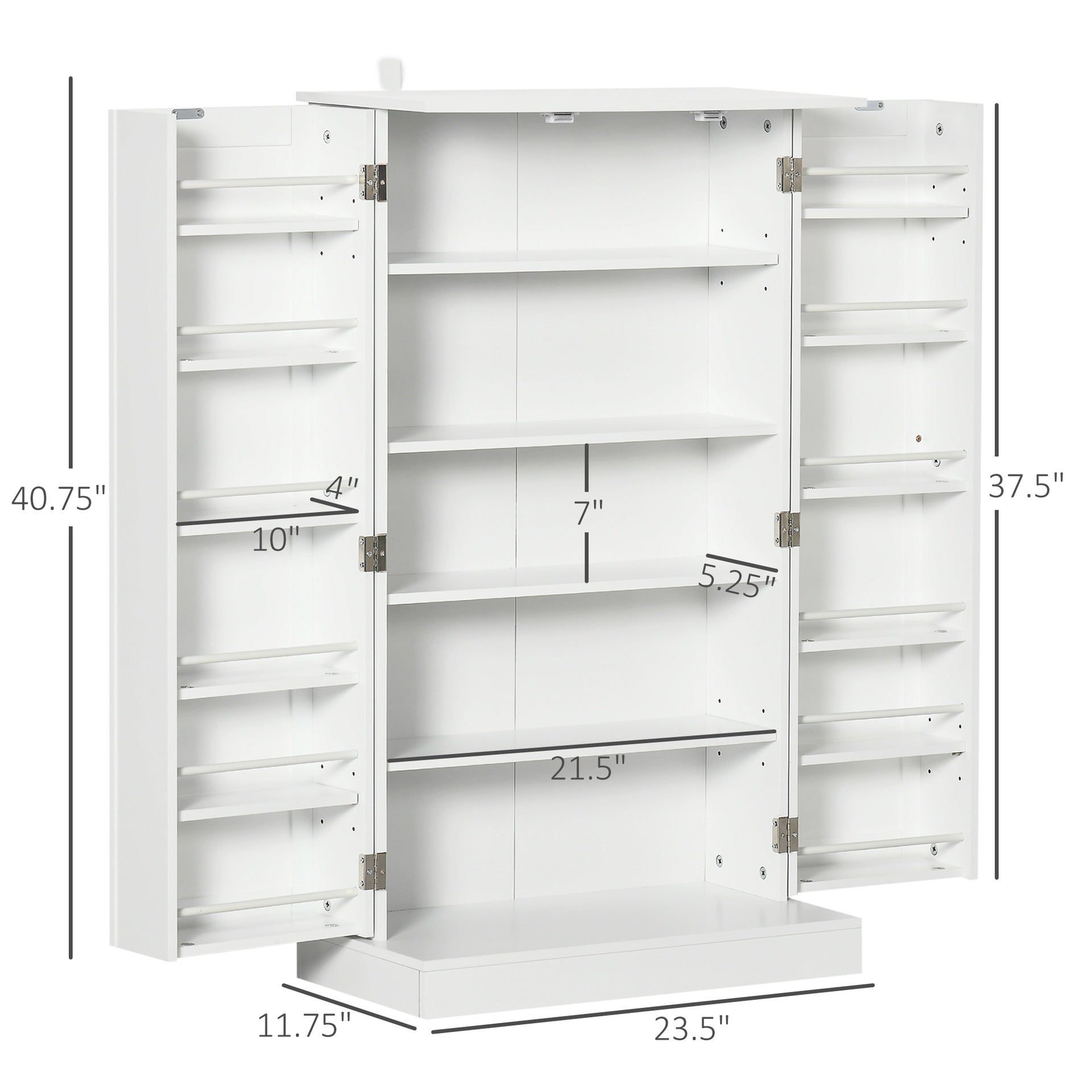 HOMCOM 41" Modern Kitchen Pantry Freestanding Storage Cabinet with Double Doors Adjustable Shelves for Living Room - White
