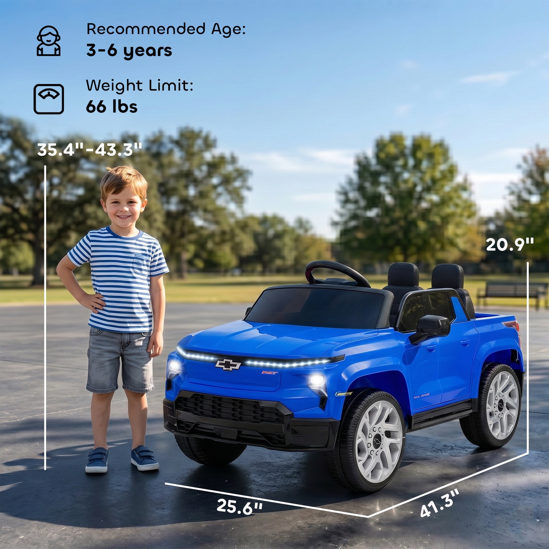 Qaba 12V Chevrolet Silverado EV RST Licensed Kids Electric Car with Parent Remote Control, Spring Suspension, Blue