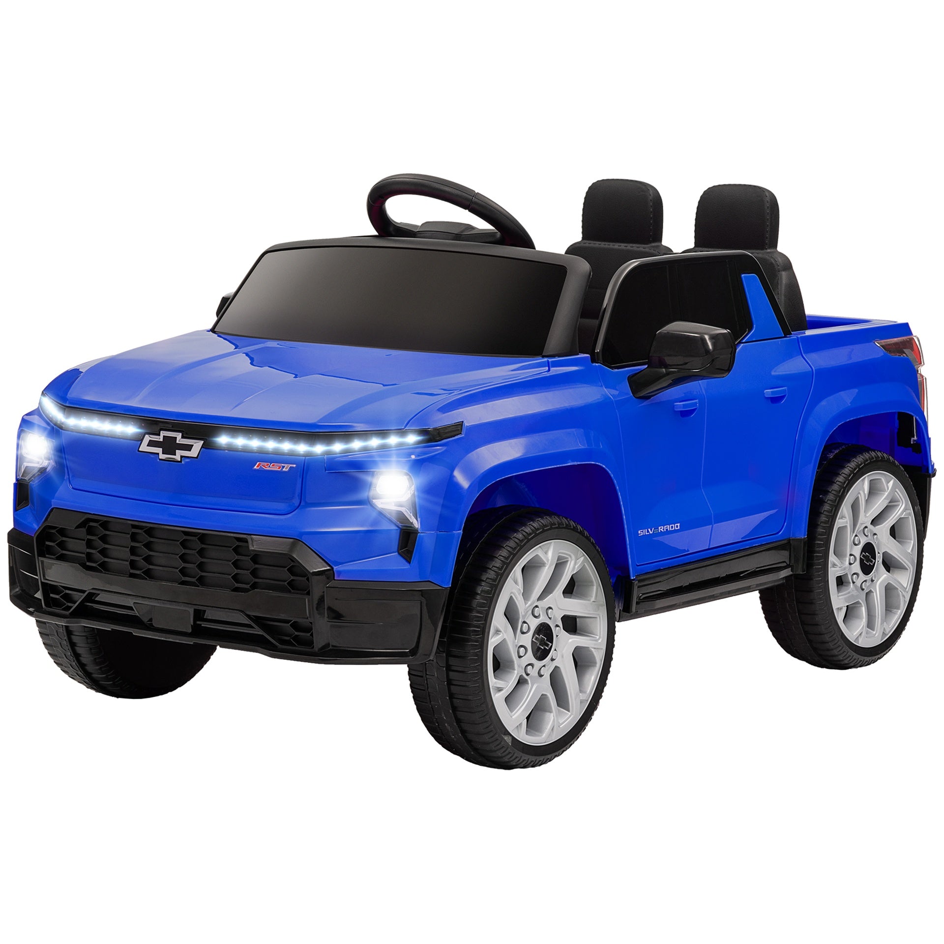Qaba 12V Chevrolet Silverado EV RST Licensed Kids Electric Car with Parent Remote Control, Spring Suspension, Blue