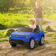 Qaba 12V Chevrolet Silverado EV RST Licensed Kids Electric Car with Parent Remote Control, Spring Suspension, Blue