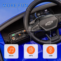 Qaba 12V Chevrolet Silverado EV RST Licensed Kids Electric Car with Parent Remote Control, Spring Suspension, Blue