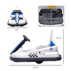 Aosom Bumper Car for Kids, 360° Rotation 6V Electric Ride On Bumper, White