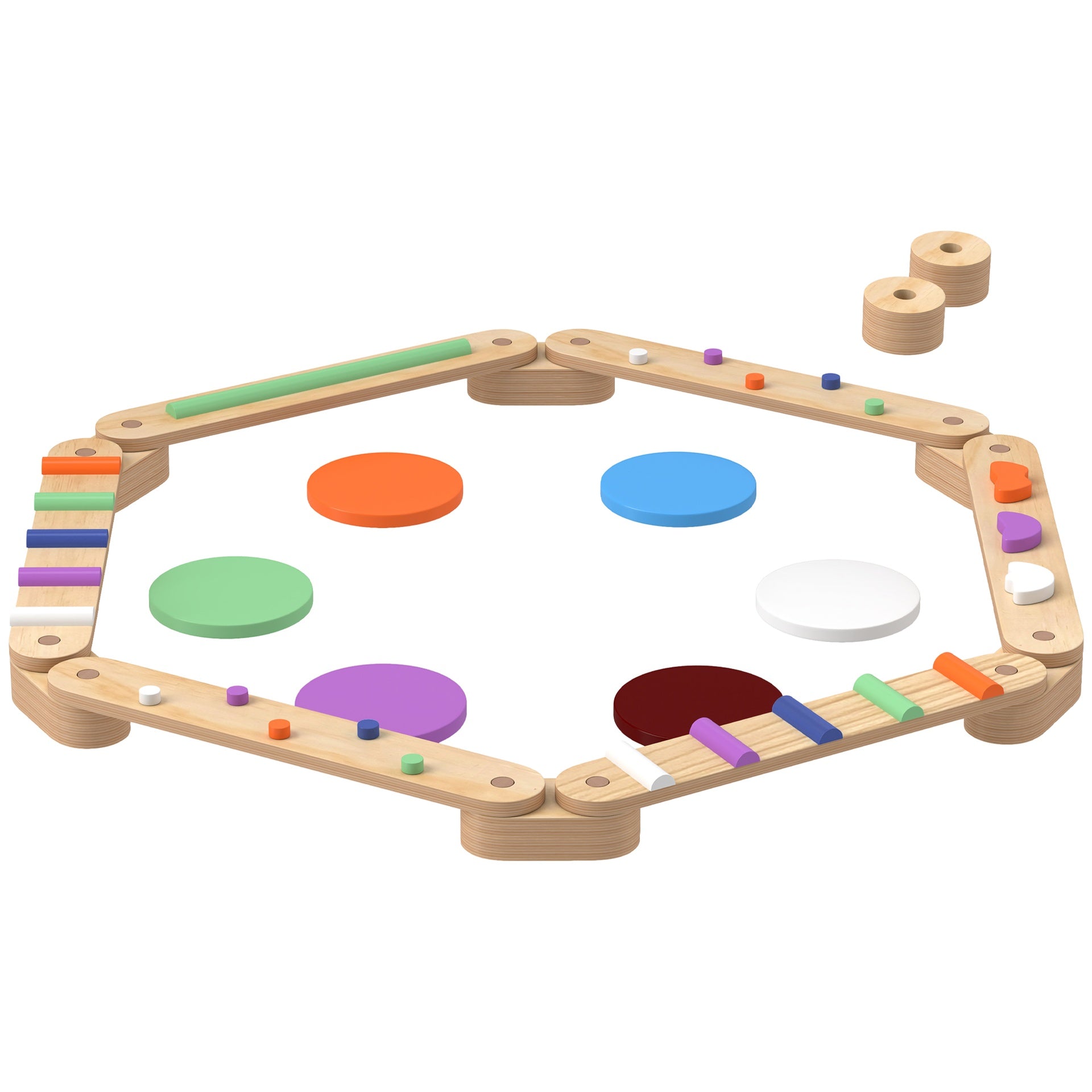 Qaba Kids Balance Beam, Wooden Balance Board with Stepping Stone for 3-8 Years