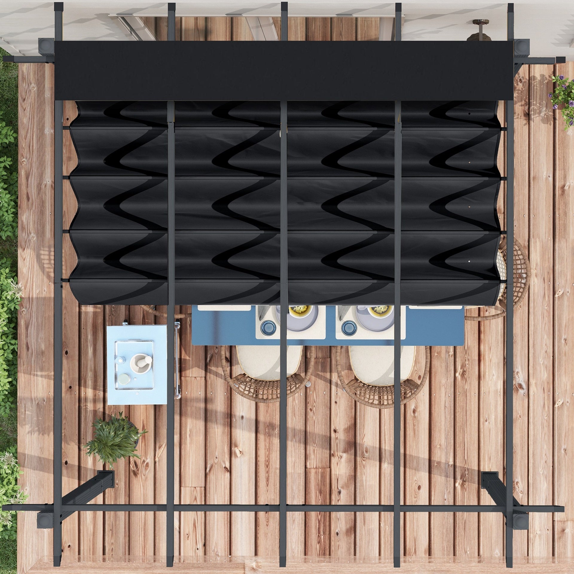 Outsunny 10' x 13' Retractable Pergola Canopy, Aluminum Pergola Sun Shade Shelter for Garden, Patio, Backyard, Deck, Gray