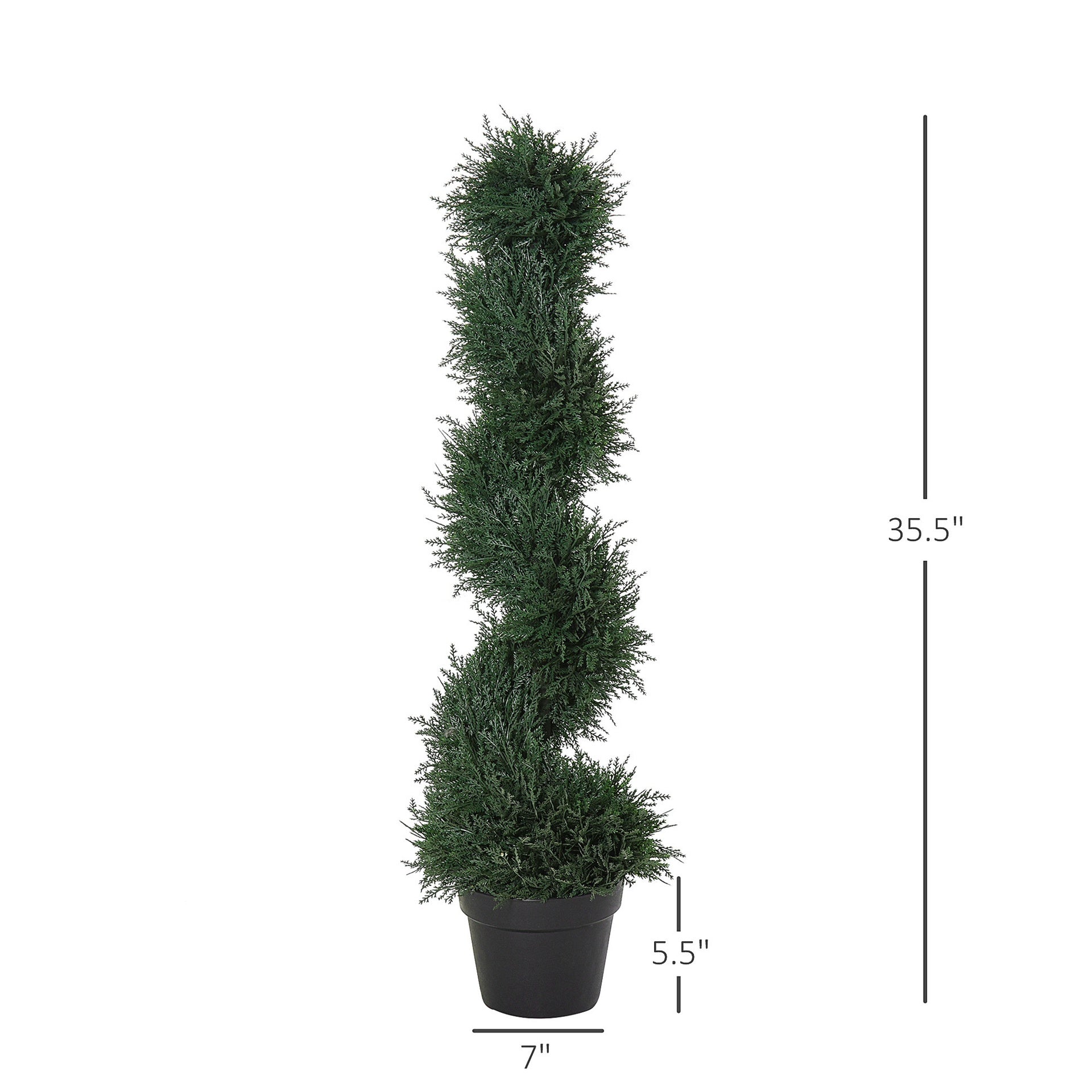 Outsunny 3FT Topiary Artificial Faux Cedar Tree Spiral Fake Plant, Pre-potted & Features High-Quality Detailed Look for Indoor or