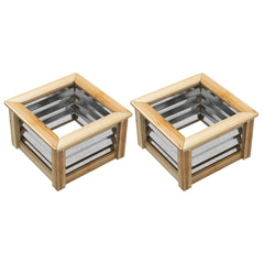 Outsunny Raised Garden Beds Set of 2, Metal and Wood Combined Planter Box, for Growing Flowers, Herbs and Vegetables
