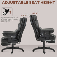 HOMCOM 396lbs. Big and Tall Office Chair, Executive Office Chair with Footrest, Lumbar Support, and Reclining Function, Black