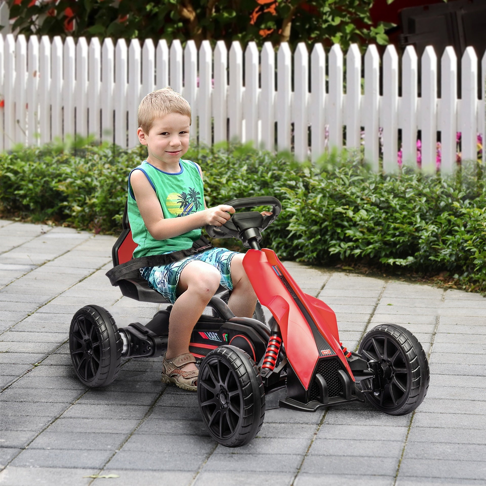 Aosom 12V Electric Go Kart for Kids w/ Adjustable Speed, Red