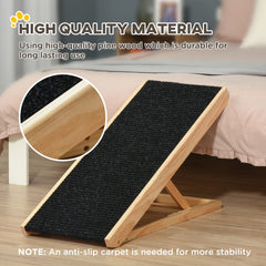 PawHut Elevated Dog Ramp for Bed, Foldable and Height Adjustable Pet Ramp for Cats with Non-Slip Finish, Pine 35.5" L x 16" W x 24" H, Black