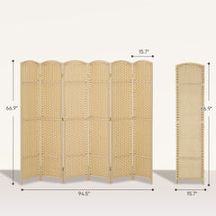 HOMCOM Folding Room Divider Screen 6 Panel 5.6' Tall Privacy Screen Freestanding Room Partition for Home Office, Beige