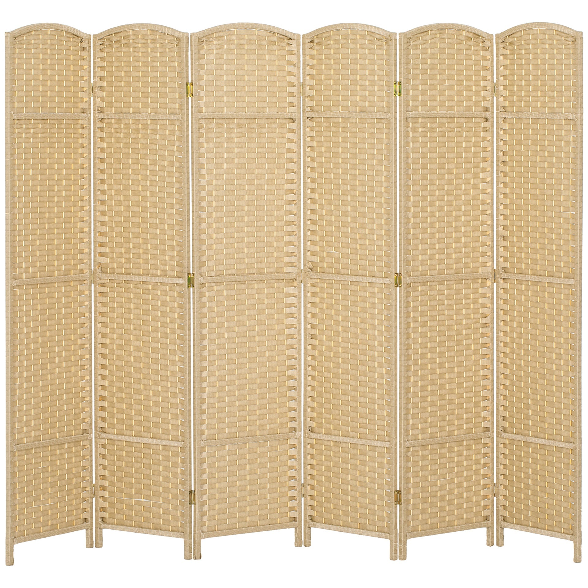 HOMCOM Folding Room Divider Screen 6 Panel 5.6' Tall Privacy Screen Freestanding Room Partition for Home Office, Beige