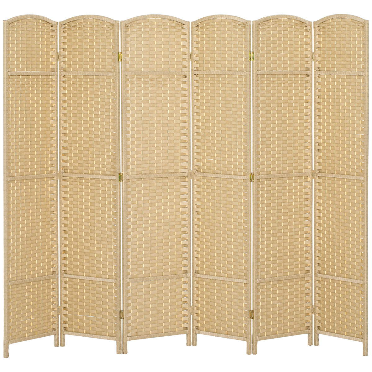 HOMCOM Folding Room Divider Screen 6 Panel 5.6' Tall Privacy Screen Freestanding Room Partition for Home Office, Beige