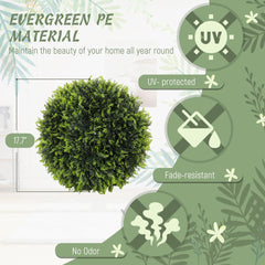 HOMCOM 2 Pack Artificial Plant Cedar Topiary Balls, 17.7 Inch