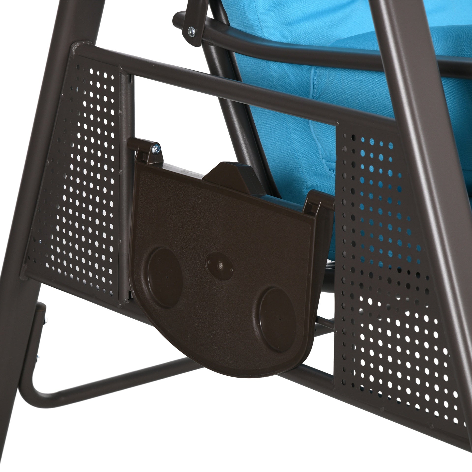 Outsunny 3-Seat Outdoor Porch Swing Chair with Adjustable Canopy, Cushion and Pillows for Garden, Poolside, Blue