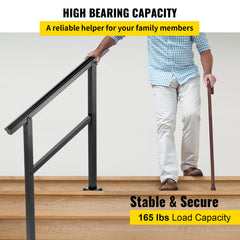 Outdoor Handrail 165LBS Load Handrail Outdoor Stairs Aluminum Stair Handrail 60 x 35" Outdoor Stair Railing Transitional Range from 0 to 30° Staircase Handrail Fits 4-5 Steps with Screw Kit