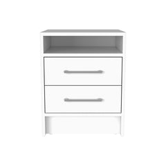 Eter Nightstand , End Table, Side Table Superior Top, Two Drawers -White