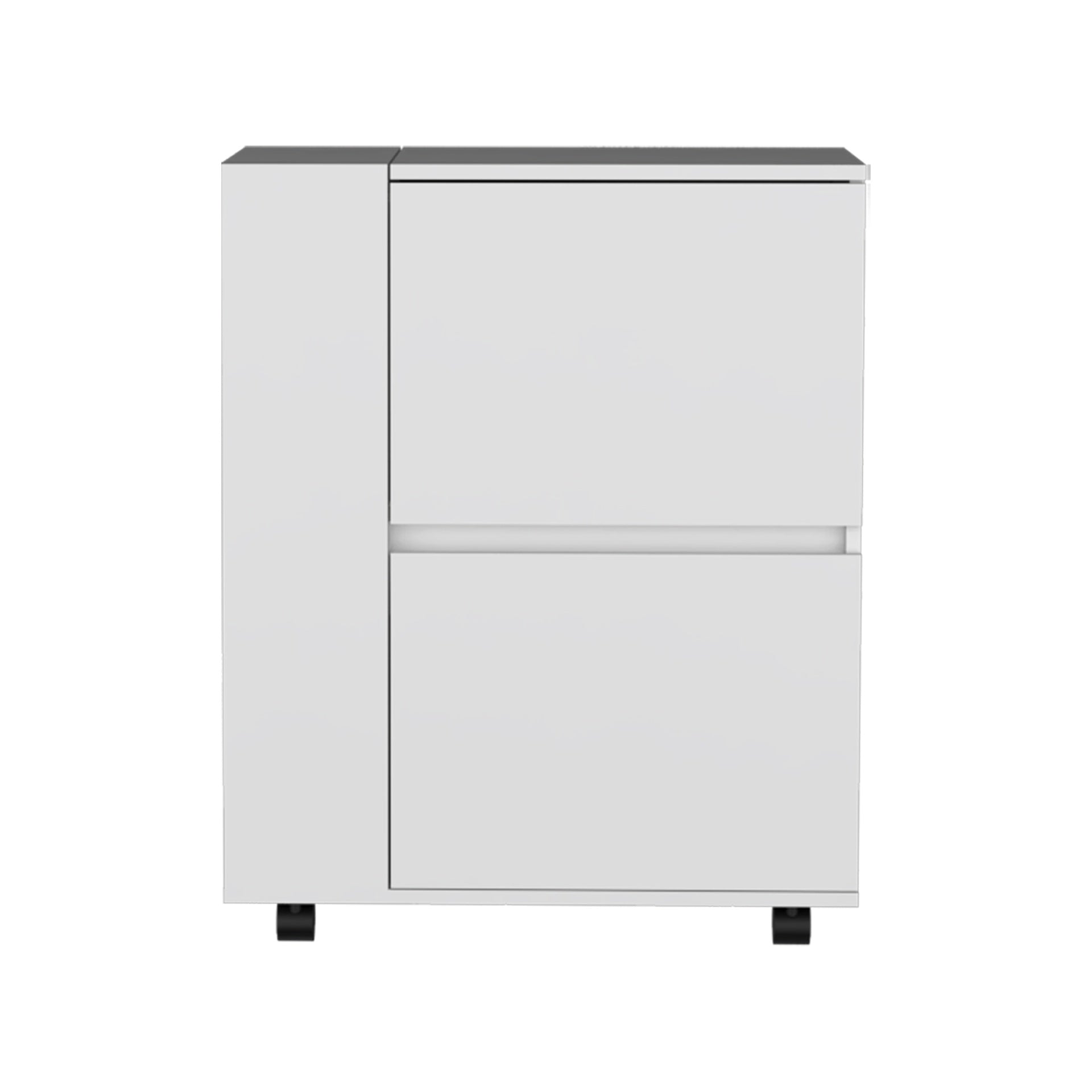 Glasgow Bar Cart Two Pull-Down Door Cabinets and Two Open Shelves