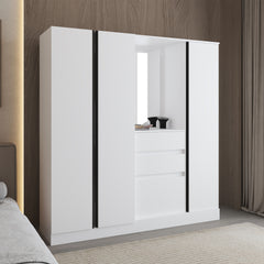 Kamelot 1,80 Armoire With Double Doors, Hanging Rod And Interior Shelves, White