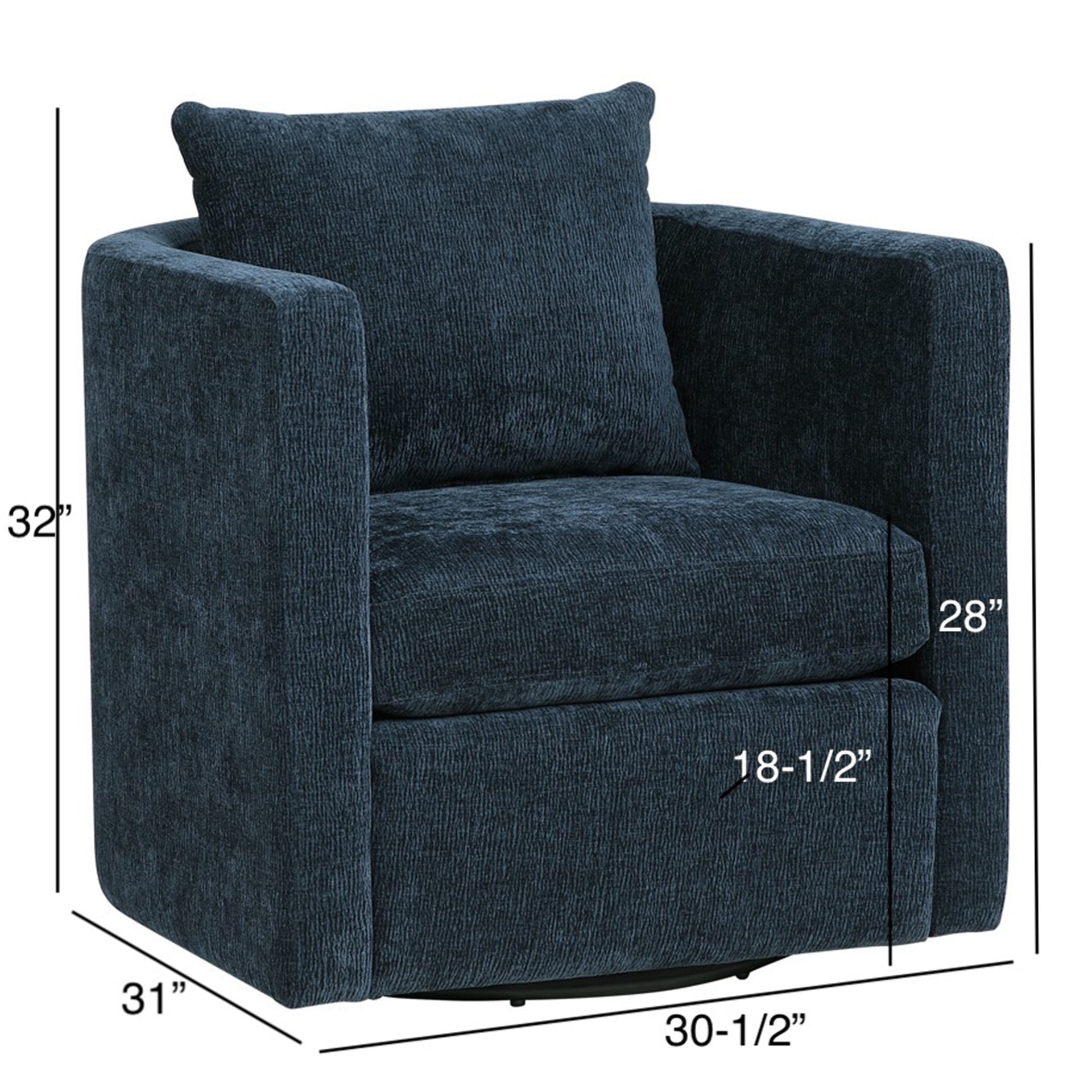 Sutton Navy Blue Swivel Barrel Chair