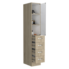 Vanguard Linen Cabinet, Three Shelves, Four Drawers -Light Pine / White