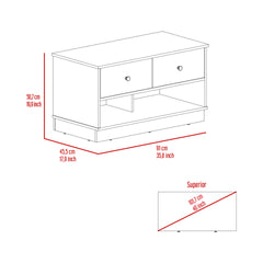 Hamilton Storage Bench, Two Open Shelves, Two Drawers -Black