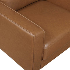 Modern Style Brown Faux Leather Upholstered Chair Comfortable Cushion Back Seat Solid Wood Living Room Furniture 1pc