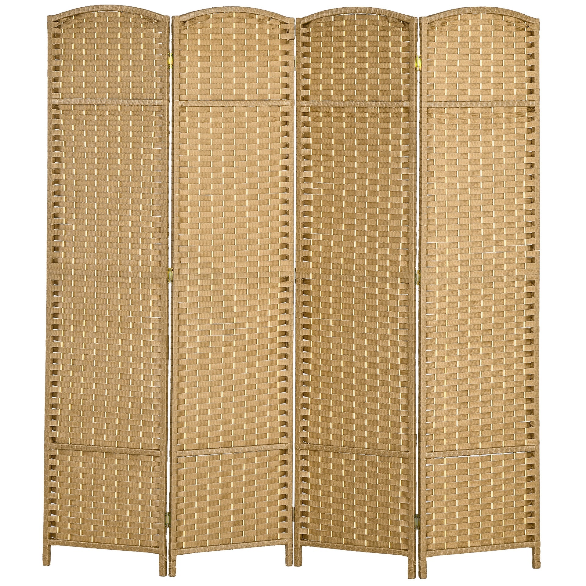 HOMCOM Folding Room Divider Screen 4 Panel 5.6 ' Tall Privacy Screen Freestanding Room Partition for Home Office, Nature Wood