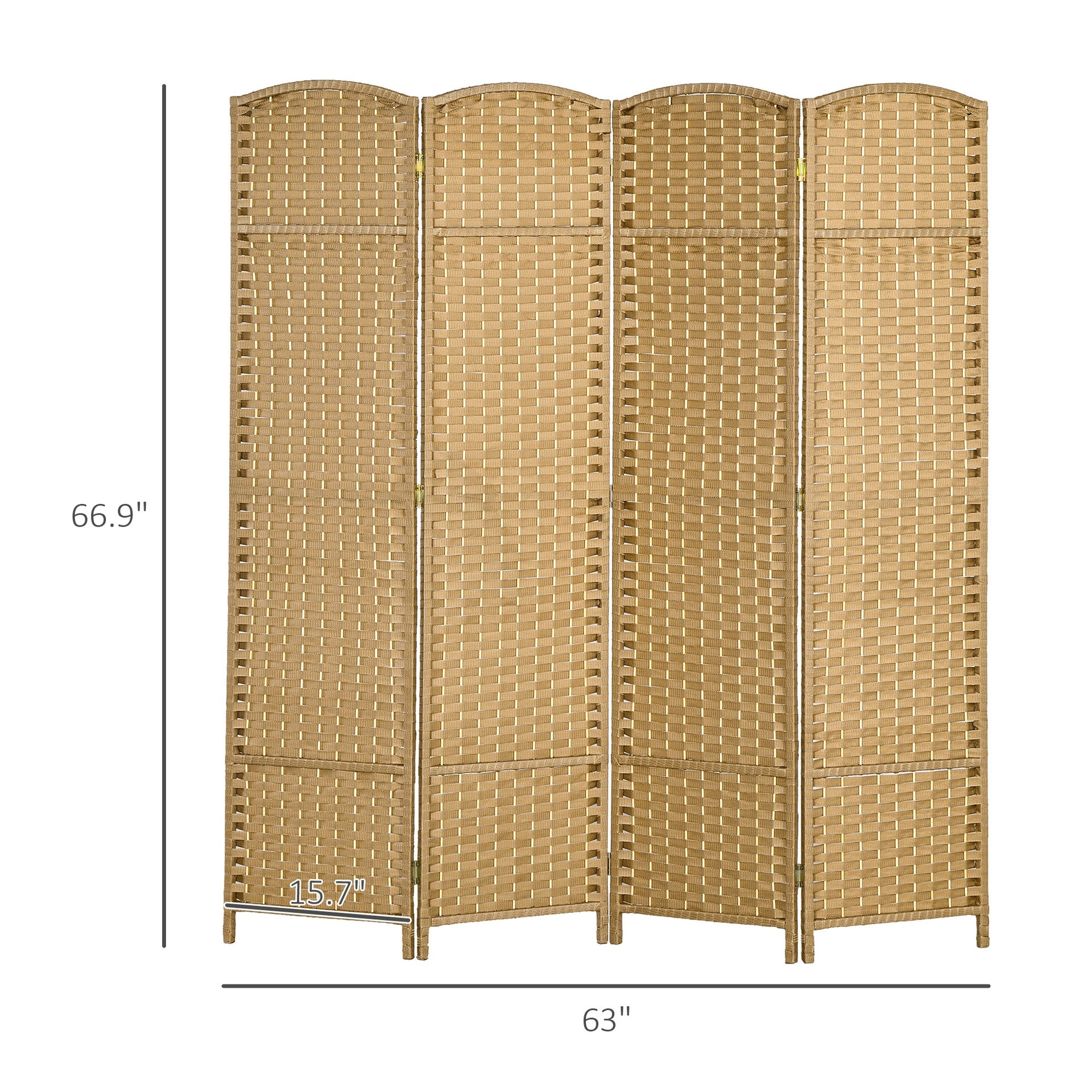 HOMCOM Folding Room Divider Screen 4 Panel 5.6 ' Tall Privacy Screen Freestanding Room Partition for Home Office, Nature Wood