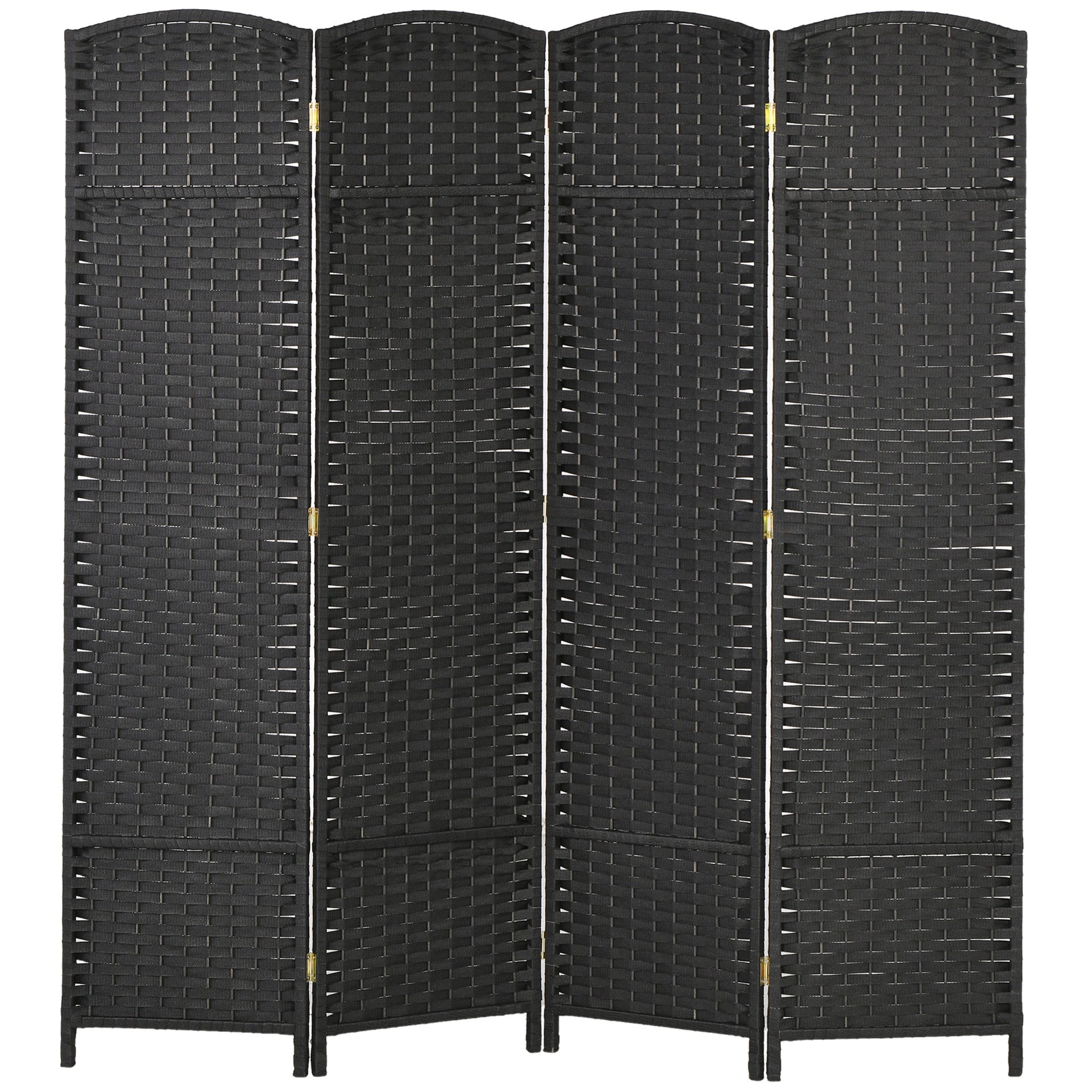 HOMCOM Folding Room Divider Screen 4 Panel 5.6 ' Tall Privacy Screen Freestanding Room Partition for Home Office, Black