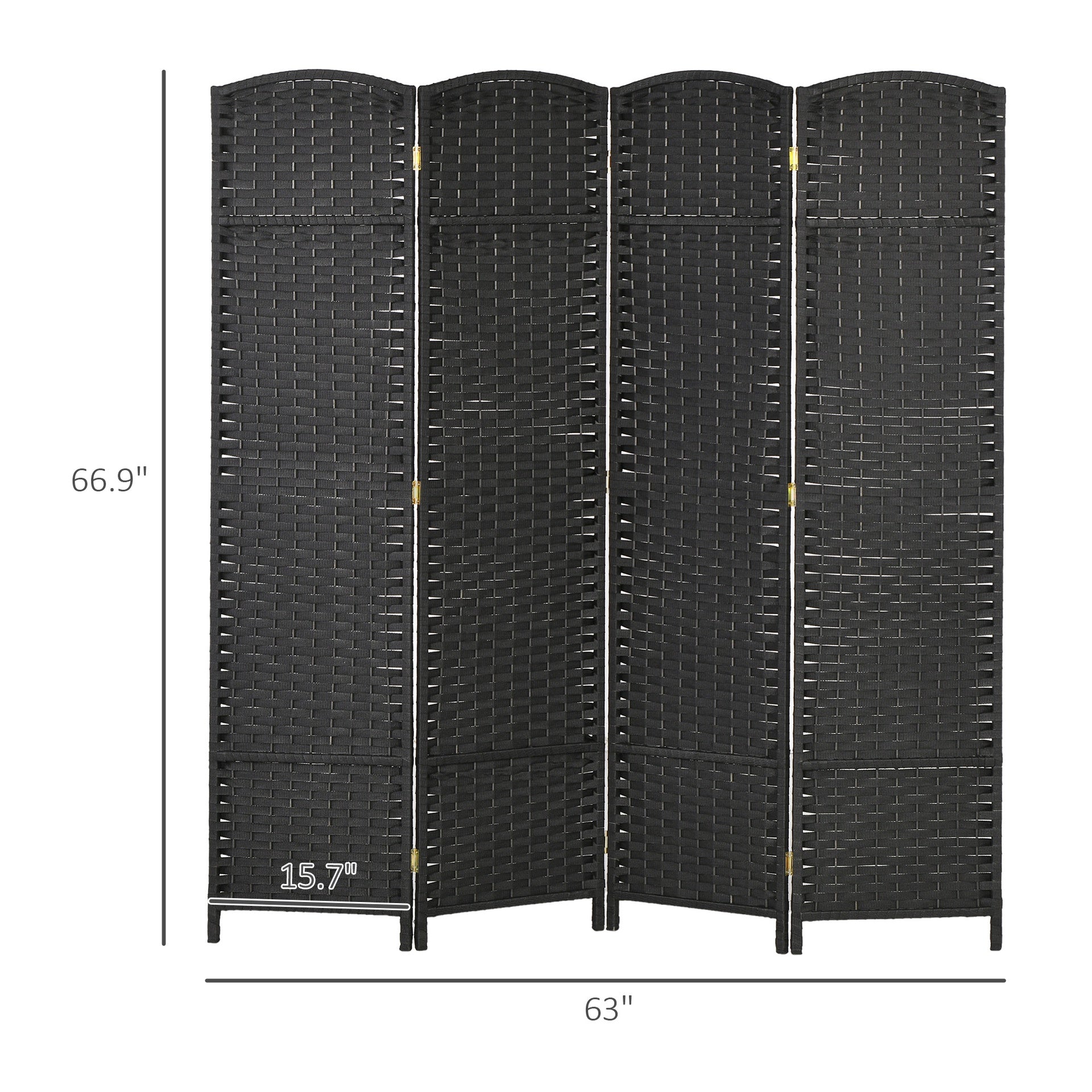 HOMCOM Folding Room Divider Screen 4 Panel 5.6 ' Tall Privacy Screen Freestanding Room Partition for Home Office, Black