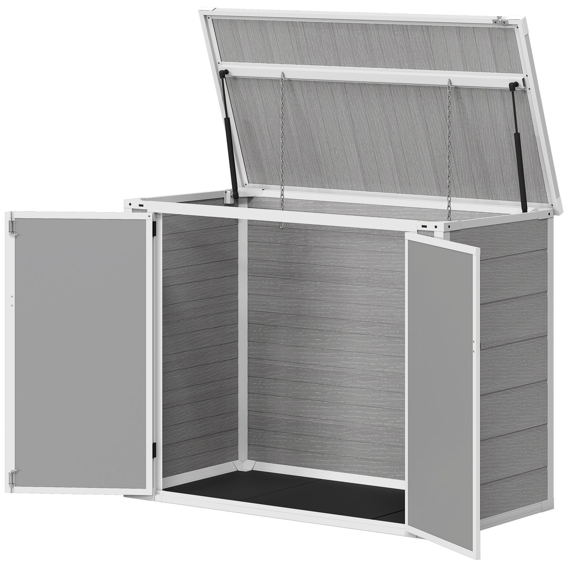 Outsunny 4.7 x 2.5FT Outdoor Horizontal Storage Shed, Lockable Trash Can Storage with Chain Lid, Gray