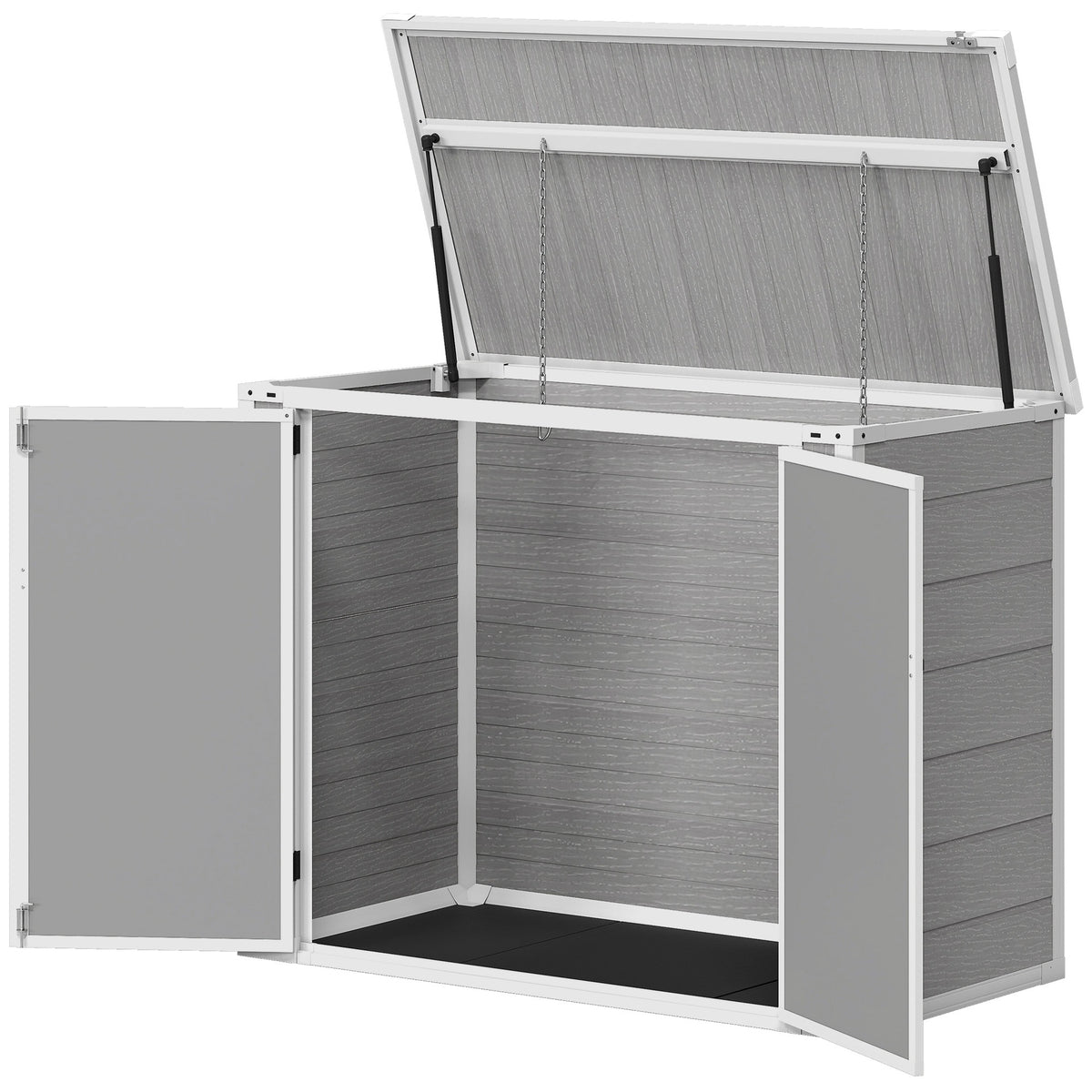 Outsunny 4.7 x 2.5FT Outdoor Horizontal Storage Shed, Lockable Trash Can Storage with Chain Lid, Gray