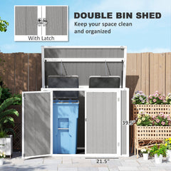 Outsunny 4.7 x 2.5FT Outdoor Horizontal Storage Shed, Lockable Trash Can Storage with Chain Lid, Gray