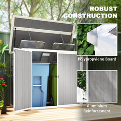 Outsunny 4.7 x 2.5FT Outdoor Horizontal Storage Shed, Lockable Trash Can Storage with Chain Lid, Gray