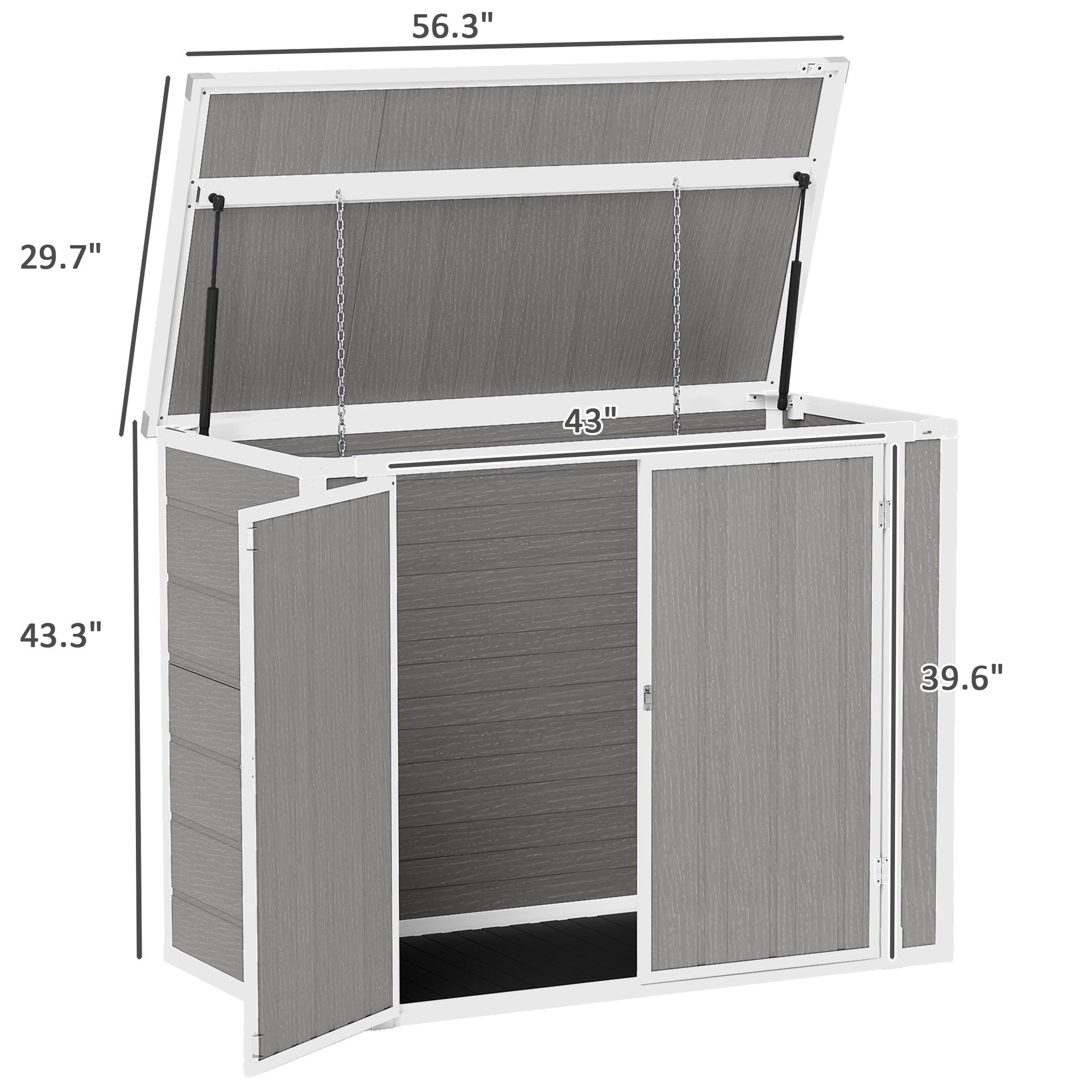 Outsunny 4.7 x 2.5FT Outdoor Horizontal Storage Shed, Lockable Trash Can Storage with Chain Lid, Gray