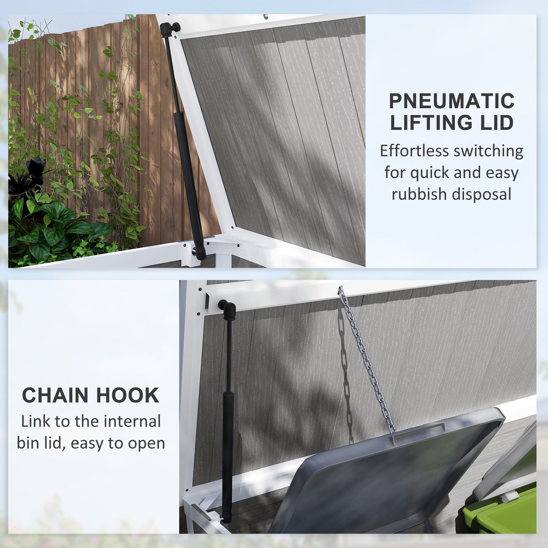 Outsunny 4.7 x 2.5FT Outdoor Horizontal Storage Shed, Lockable Trash Can Storage with Chain Lid, Gray