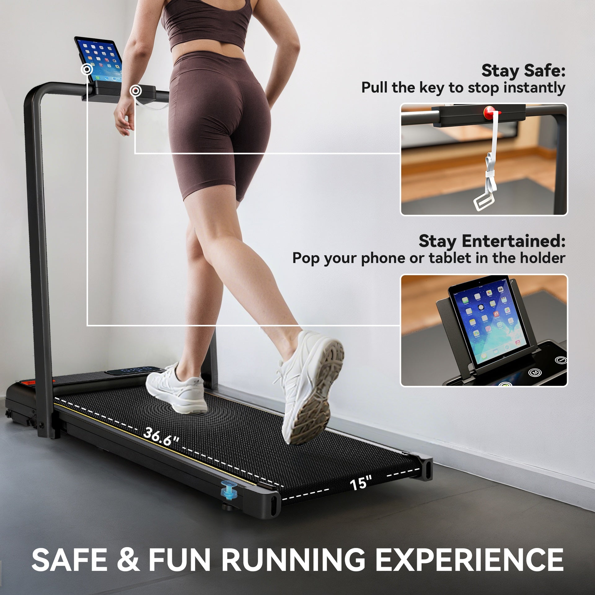 Soozier Walking Pad Treadmill, 0.6–6.2mph Foldable Under Desk Treadmill with Incline, Wheels, LED Display and Remote Control