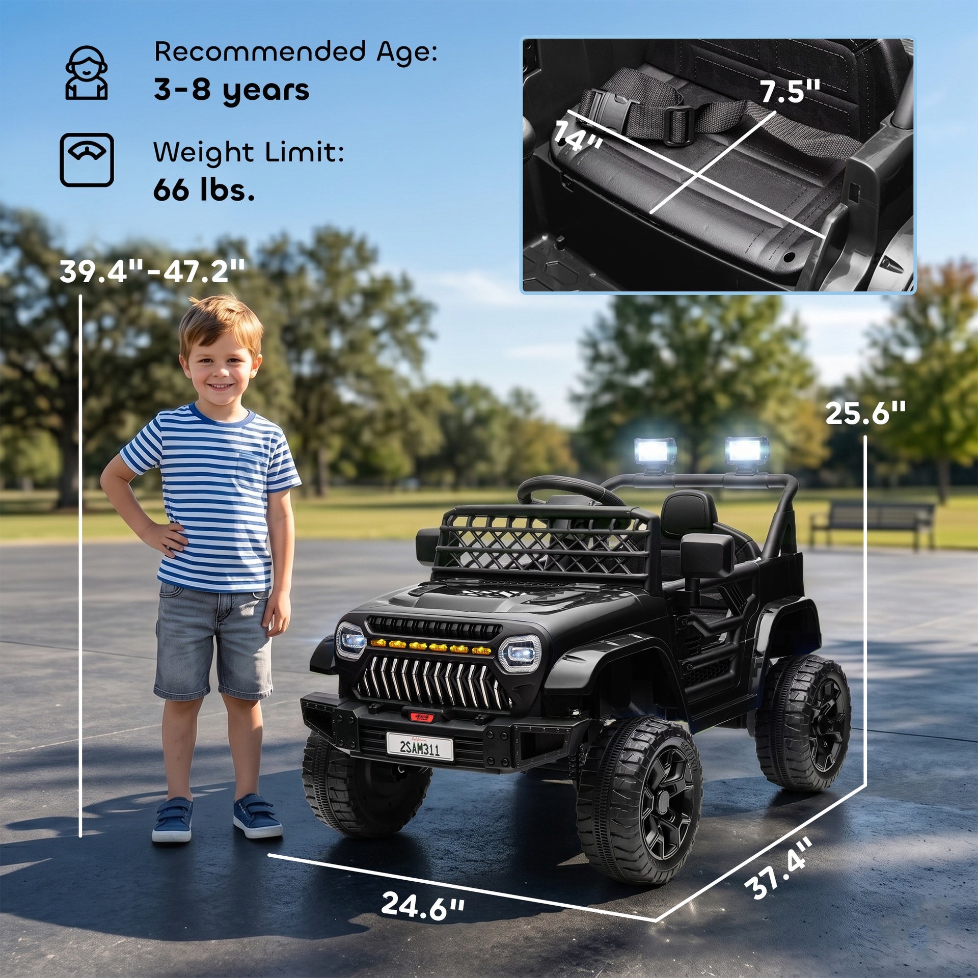 Qaba 12V Battery Powered Ride On Truck, Kids Electric Car with Spring Suspension, Remote, Horn, USB Music, Black