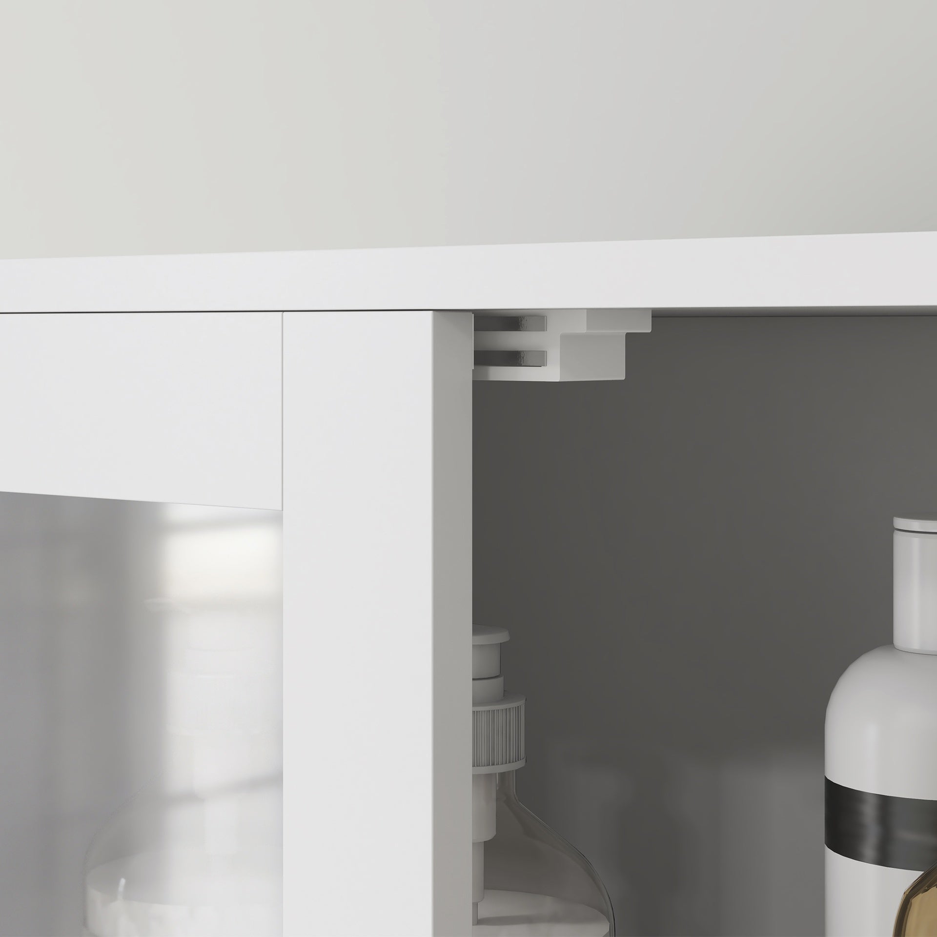 HOMCOM Freestanding Bathroom Cabinet with Glass/Louvred Doors, Tall Bathroom Storage Cabinet with Adjustable Shelf, White